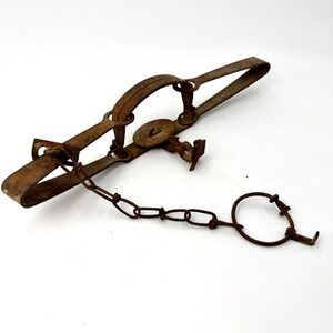 Antique Victor Double Long Spring Steel Animal Trap Vintage Rust Patina